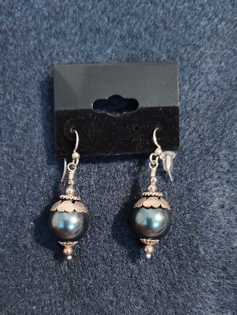 Elegant Blackish Green Pearl Drop Earrings - Women's Jewelry